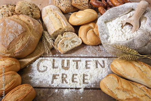 a gluten free breads on wood background