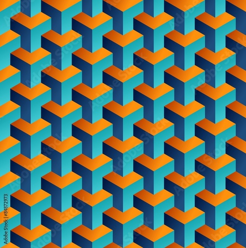 Isometric 3d shapes seamless pattern background