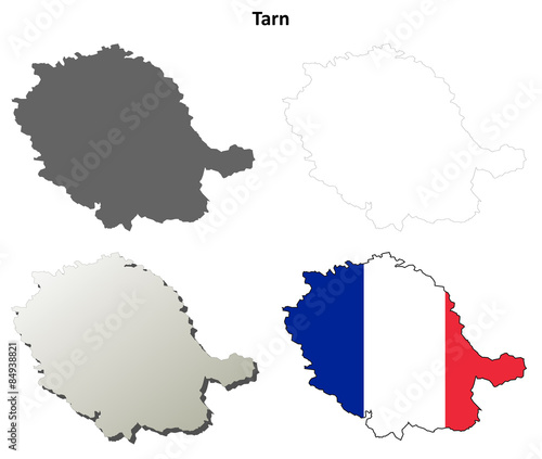 Tarn (Midi-Pyrenees) outline map set
