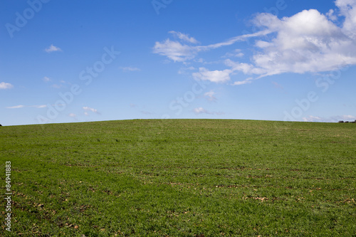 Modica, IT, January 15, 2015: Sicilian countryside typical landscape. The landscape is very similar to a famous windows xp wallpaper.