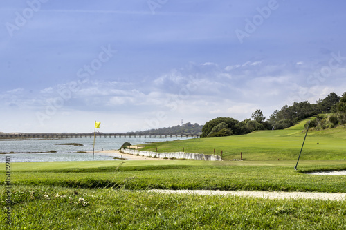 Algarve golf course seascape scenery, at Ria Formosa wetlands