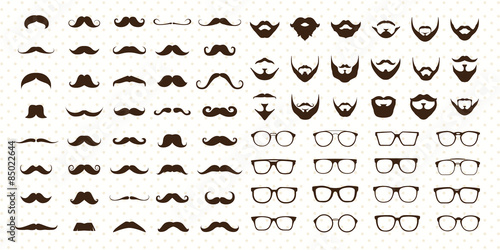 Mustaches, Beard and Sunglasses style set