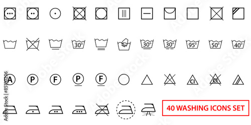 Icon set of laundry symbols
