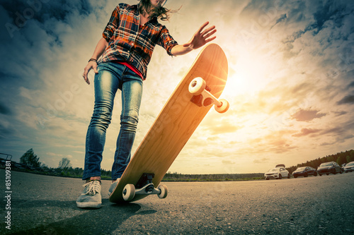 Young lady with skateboard
