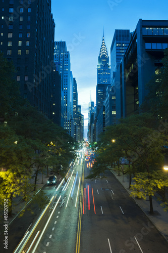 Traffic at night on 42nd Street, New York City