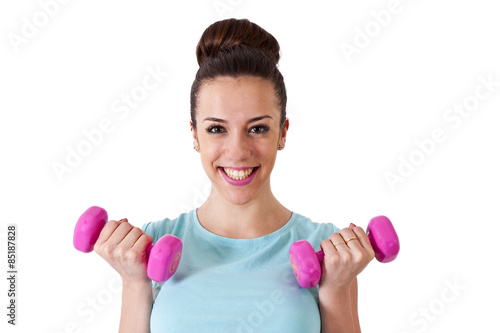 girl with dumbbells