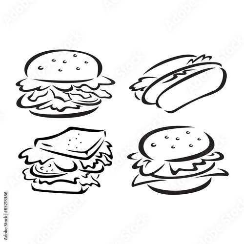 set of sketchy food icon