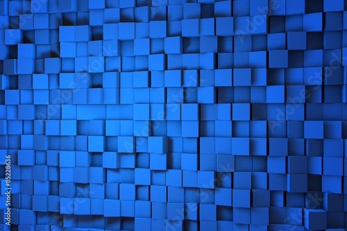 Field of blue 3d cubes. 3d render background image