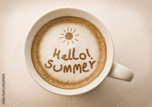 Hello summer coffee latte art