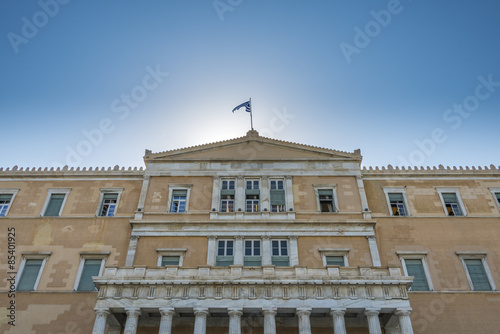 The frontage of the Greek Parliament building in Syntagma Square, Athens