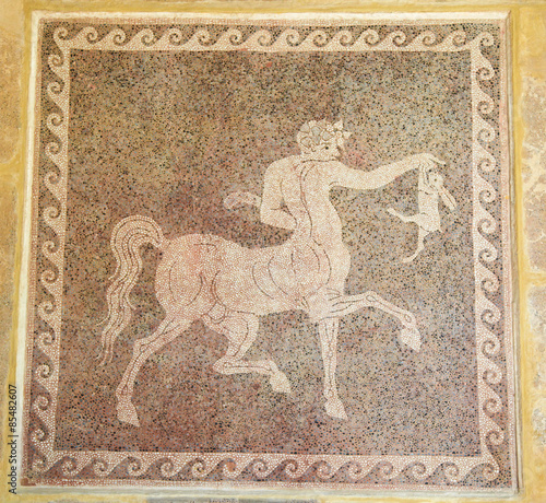 Mozaic of a Centaur holding a rabbit in the Museum of Rhodes