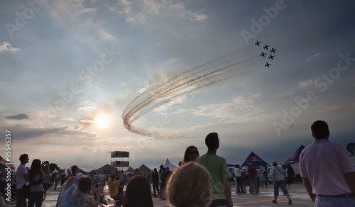 AIRSHOW, ROMANIA JUNE 20TH: AIR FORCES PERFORMING AEROBATIC EXERCISE 