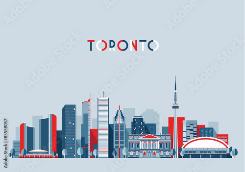 Toronto Canada city skyline vector background Flat trendy illustration