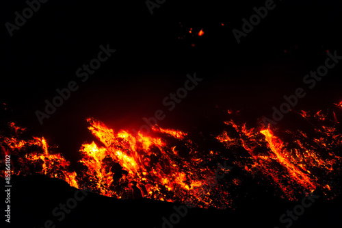 Lava flow of night.Eruption of Etna volcano's May 16, 2015