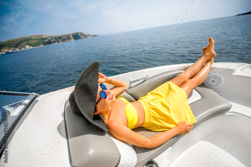 Woman relaxing on the yacht