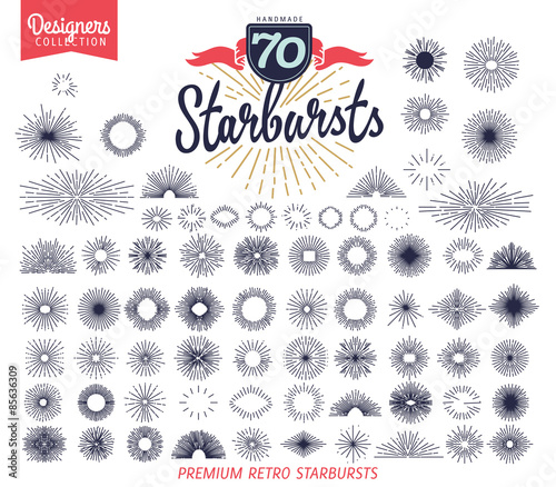 70 vintage starburst for vintage retro logos, signs. - Designers Collection