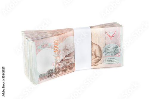 Thai baht banknotes on white