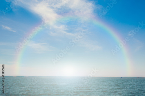 Tropical sea and sky with rainbow