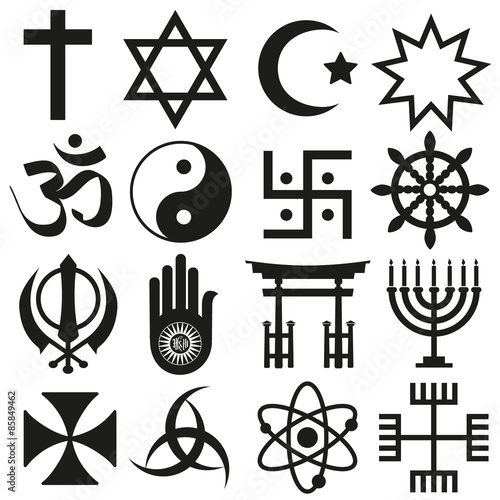 world religions symbols vector set of icons eps10