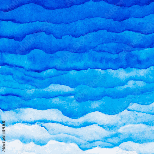 Vector watercolor blue wave background. Watercolor layers of different