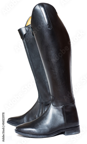 new riding dressage boots isolated on white
