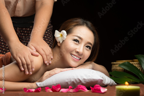 Asian woman having massage and spa salon Beauty treatment concept