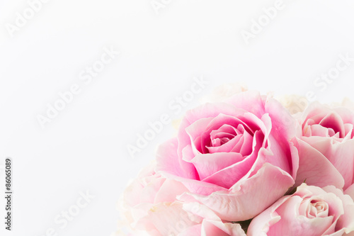 white and pink rose bouquet on white background