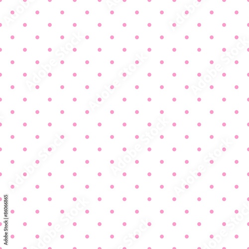 Tile vector pattern with pink polka dots on white background