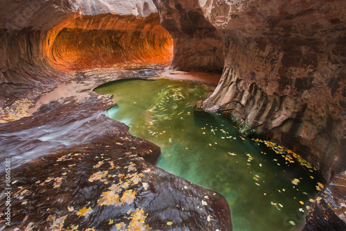 The Subway-unique slot canyon and one of the most popular hiking destination in Zion National Park, Utah