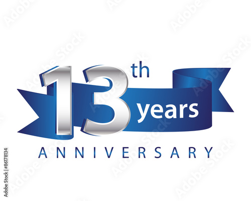 13 Years Anniversary Logo Blue Ribbon