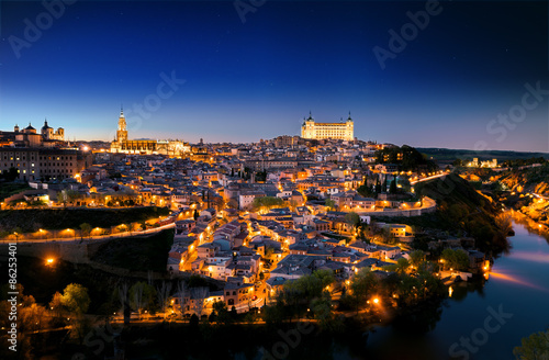 General view of Toledo in night time. Spain