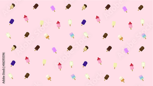 Tasty Ice cream Pink Background Vector