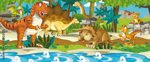Cartoon dinosaur land - illustration for the children