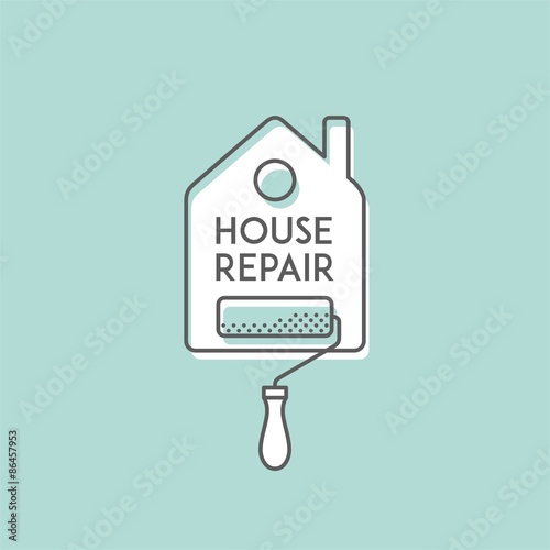House repair. Painting services. Elements for cards, illustration, poster and web design.