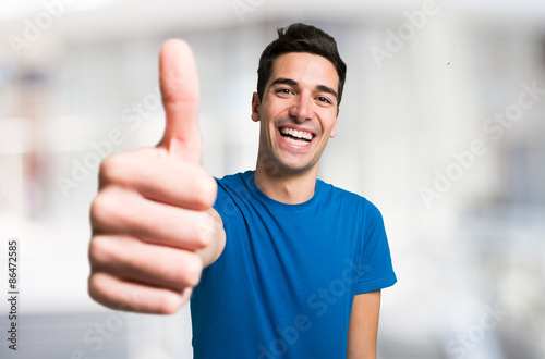 Funny man giving thumbs up