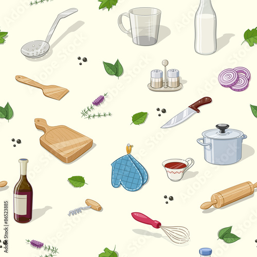 Kitchen utensils. Seamless pattern. Eps10 vector illustration.