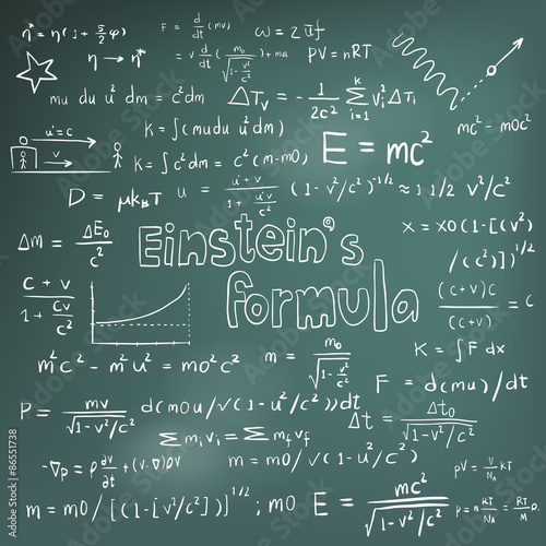 Albert Einstein law and physics mathematical formula equation handwriting