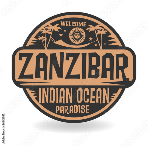 Stamp or label with the name of Zanzibar, Indian Ocean