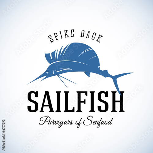 Spike Back Sailfish Seafood Purveyors Abstract Vector Retro Logo
