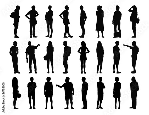 big set of men and women standing silhouettes 3