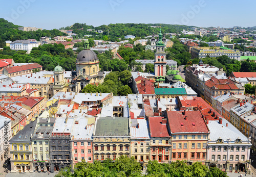 Air view on the central part of Lviv City.
