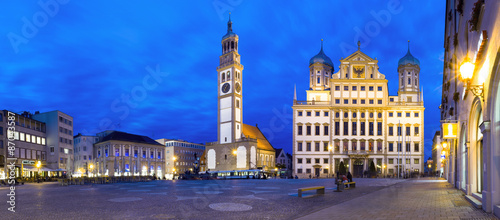 Augsburg Nacht Panorama Rathausplatz