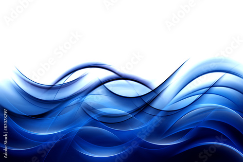 Powerful Blue Fractal Waves Art Abstract Design Background