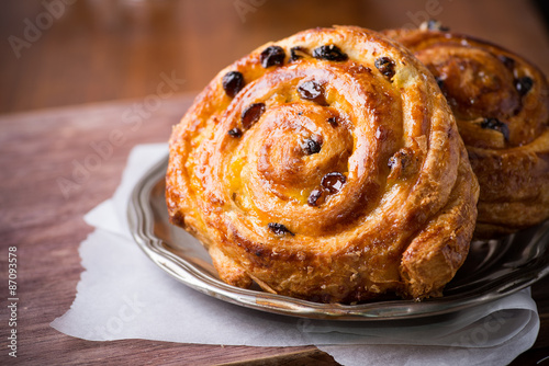 Fresh homemade pain au raisins