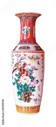 chinese antique vase isolated on the white background