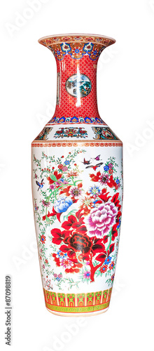chinese antique vase isolated on the white background