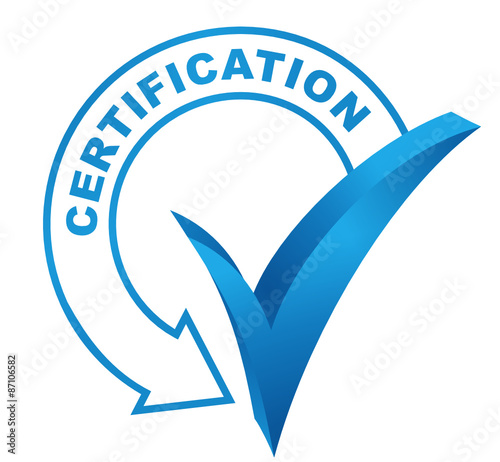 certification sur symbole validé bleu