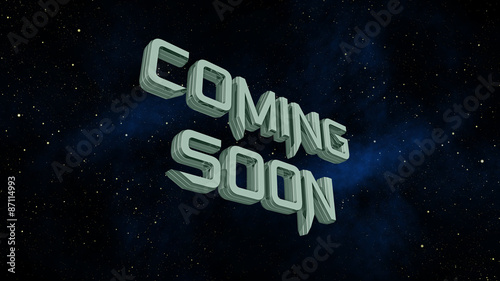 Coming soon message on space galaxy background
