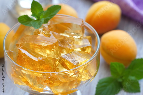 Fruit jellies with fresh apricots