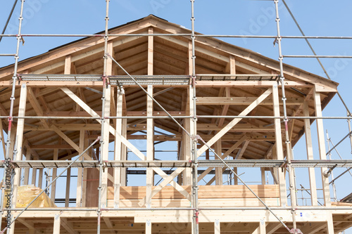 分譲住宅 木造2階建て住宅の建築現場 イメージ 木造軸組工法